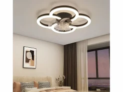 NETTLIFE Ventilador de techo LED con iluminación - 40 W, silencioso, , con control remoto, temporizador regulable de 6 velocidades Negro Outlet