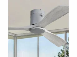 OKWISH Ventilador de techo moderno - Ventilador de techo de 52" con 3 aspas - Motor de CC reversible y silencioso - Para sala de estar Plateado New