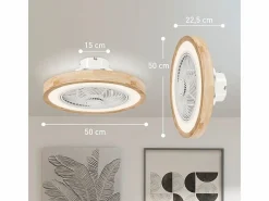 Ventilador de techo natural - Ventilador de techo con luz LED y 6 velocidades - para dormitorio^ Sale