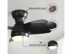Ventilador de techo de 23 pulgadas ---- Ventilador de techo con luz LED y 3 aspas de ABS --- para dormitorio^ Best