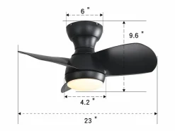 OKWISH Ventilador de techo con luces LED regulables y 3 aspas de ABS para dormitorios y salones. Negro Hot