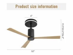 Aire Acondicionado, Ventilación|Ventilador de techo de 52 pulgadas - Ventilador de techo con luz LED y control remoto - 3 aspas de ABS - para sala de estar