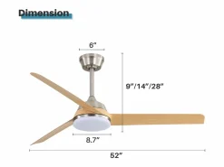 Ventilador de techo para sala de estar - con iluminación LED de 22 W y control remoto de 6 velocidades - 3 aspas ABS^OKWISH Sale