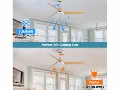Ventilador de techo para sala de estar - con iluminación LED de 22 W y control remoto de 6 velocidades - 3 aspas ABS^OKWISH Sale