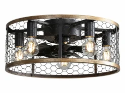 OKWISH Aire Acondicionado, Ventilación|Ventilador de techo tipo jaula - Ventilador de techo empotrado con 7 aspas de ABS y luz - Ajuste de 6 velocidades
