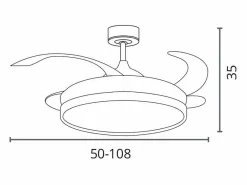 Aire Acondicionado, Ventilación|Ventilador de techo Troya Bel Air 72W 4 aspas retráctiles con luz LED Ø108 cm