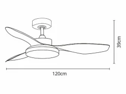 Ventilador de techo Tulum Shakespear 25W 3 aspas mando a distancia natural Ø120 cm Color natural claro Best
