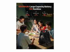 Ventilador Solar SucceBuy Portátil Recargable 10000 mAh con Iluminación LED, Panel Solar Plegable 4 W, 4 Velocidades, Temporizador, Alimentación USB^ Discount