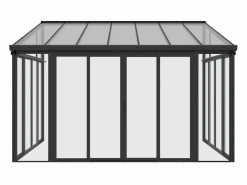 EXPERTLAND Veranda de aluminio y policarbonato con protección UV - 12 m² - antracita - MATHILDA Gris antracita Discount