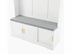 ModernLuxe Vestíbulo moderno - con 6 ganchos y 3 puertas - con banco y estantes abiertos - Blanco Clearance