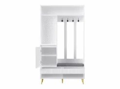 Vestiaire blanc avec 1 porte, 2 tiroirs, 4 patères et 1 banc 100 x 35 x 180 cm^Hauss Spole Online