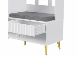 Vestiaire blanc avec 1 porte, 2 tiroirs, 4 patères et 1 banc 100 x 35 x 180 cm^Hauss Spole Online