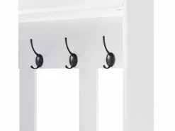 Vestiaire blanc avec 1 porte, 2 tiroirs, 4 patères et 1 banc 100 x 35 x 180 cm^Hauss Spole Online