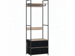 Armario Abierto, Vestidor|Vestidor abierto 2 cajones roble cambrian/negro 60x175 cm dormitorio