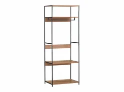 Vestidor abierto 3 estantes y barra roble cambrian negro 60x175x40 cm Negro / Color natural claro Discount
