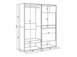 Vestidor abierto, 120x35x145cm, Dormitorio, habitación, Zapatero, Roble^Skraut Home