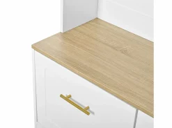ModernLuxe Armario De Entrada|Vestidor de entrada moderno 105x40x180cm - con 2 puertas - con mueble para zapatos y ganchos - estantes abiertos - + Natural