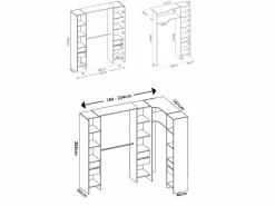 Vestidor de rincón Siles con cortina y 6 cajones acabado , 205cm(alto) 234cm(ancho)^ Discount