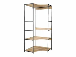 Vestidor esquinero 2 estantes 1 barra roble cambrian/negro 80x175 cm^ Sale