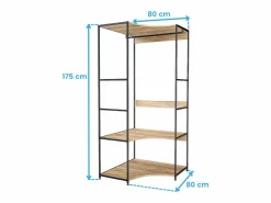 Vestidor esquinero 2 estantes 1 barra roble cambrian/negro 80x175 cm^ Sale
