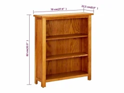 vidaX Estantería de 3 niveles de madera maciza de roble 70x22,5x82 cm^vidaxl Discount