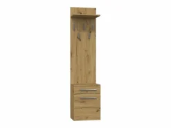 TOPESHOP Armario De Entrada|VIONI - Guardarropa de entrada - Perchero de pared con balda - 5 ganchos - Cajón + contenedor