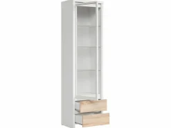 Petits-Meubles Vitrina|Vitrina 1 puerta 2 cajones Soren Blanco y Madera
