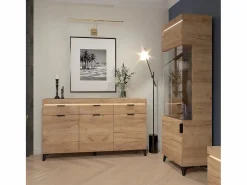 Petits-Meubles Vitrina|Vitrina 1 puerta con LED Ruben Madera