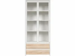 Vitrina 2 puertas 2 cajones Soren Blanco y Madera^Petits-Meubles Sale