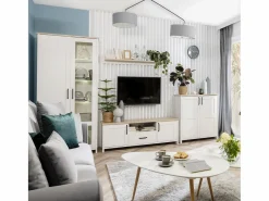 Vitrina 2 puertas Aksel Blanco y Madera^Petits-Meubles Clearance