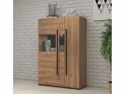Petits-Meubles Vitrina 2 puertas con LED Louis Madera Marru00f3n Outlet