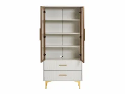 Merax Vitrina 2 puertas de cristal - LED - 70 x 35 x 150 cm - Tablero de partículas - Blanco Discount