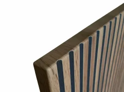 Vente-unique Vitrina|Vitrina 2 puertas y 1 cajón con luces LED en MDF y vidrio ahumado - Negro y Natural - OVILA