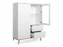 Calicosy Vitrina Para Vajilla|Vitrina 2 puertas y 2 cajones - Al. 140 cm - Copenhague