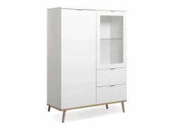 Calicosy Vitrina Para Vajilla|Vitrina 2 puertas y 2 cajones - Al. 140 cm - Copenhague