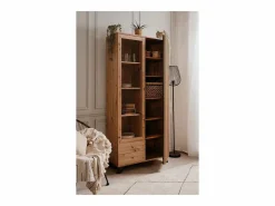 Calicosy Vitrina Para Vajilla|Vitrina 2 Puertas y 2 Cajones Decoración Roble L92 cm - Lublin