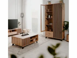 Calicosy Vitrina Para Vajilla|Vitrina 2 Puertas y 2 Cajones Decoración Roble L92 cm - Lublin