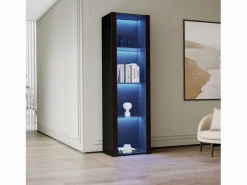 Vitrina alta con 3 estantes de cristal, cuerpo de MDF lacado en , LED incluido - 55x38x166cm^Hauss Spole Clearance