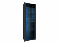 Vitrina alta con 3 estantes de cristal, cuerpo de MDF lacado en , LED incluido - 55x38x166cm^Hauss Spole Clearance