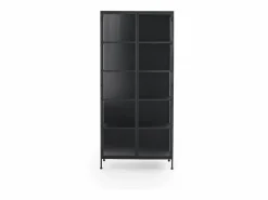 Vitrina|Vitrina alta puertas y laterales de cristal estructura metal negra