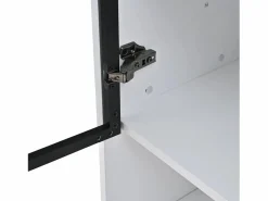 Vitrina alta 80x34x180 cm blanca con cajón, puertas de cristal e iluminación LED^Hauss Spole Discount