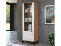 Les Tendances Vitrina|Vitrina artesanal Kidou roble y blanco mate 123 cm