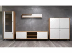 Les Tendances Vitrina|Vitrina artesanal Kidou roble y blanco mate 123 cm