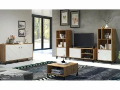 Les Tendances Vitrina|Vitrina artesanal Kidou roble y blanco mate 123 cm