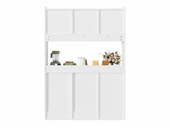 Vitrina blanca - Mueble de comedor con 5 puertas y 1 cajón - estantes regulables y luces LED Blanco Discount