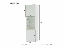 Vitrina blanca - Vitrina con 2 puertas y luces LED - almacenaje abierto - para salón y dormitorio Blanco New