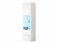 Vitrina blanca - Vitrina con 2 puertas y luces LED - almacenaje abierto - para salón y dormitorio Blanco New