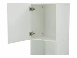 Vitrina blanca alto brillo con 2 puertas y 1 estante de cristal, LED incluido - 45x35x160cm^Hauss Spole Clearance