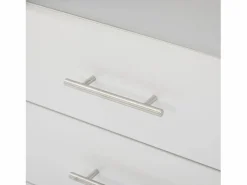 OKWISH Vitrina blanca con iluminación LED, 60x35x180 cm, 3 cajones, estilo moderno, para salón y oficina Blanco