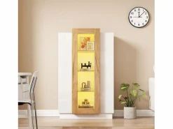 Hauss Spole Vitrina|Vitrina blanca 74x40x120cm con 3 puertas, 1 de ellas acrílica, estantes de cristal, LED incluido